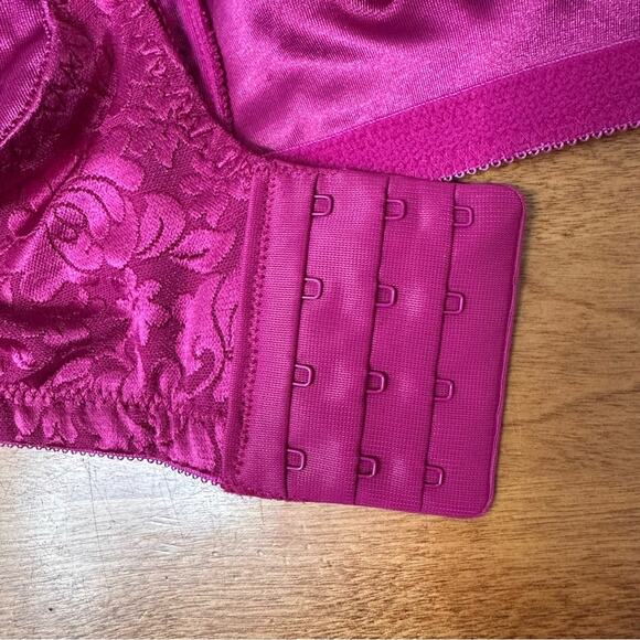 BALI Classic Support Bra Size 38C Magenta Pink Sexy Floral Lacy Fairy Bow Cotton - Picture 5 of 8